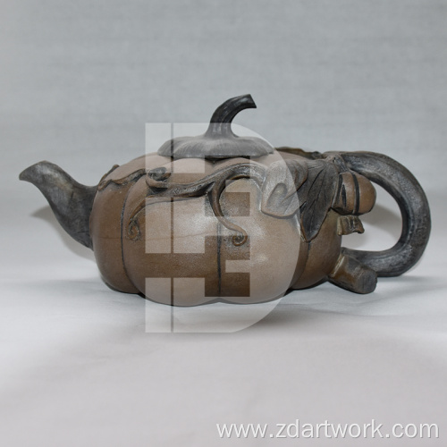 Stone carved teapot Medium pumpkin pot